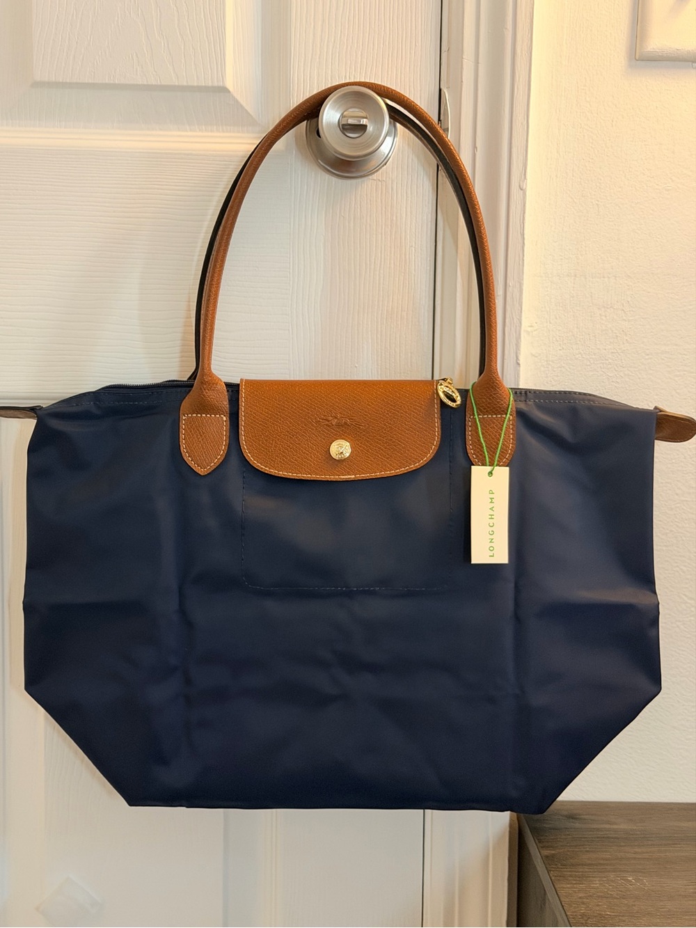 Longchamp Le Pliage Green Large Tote Bag – Navy Blue
